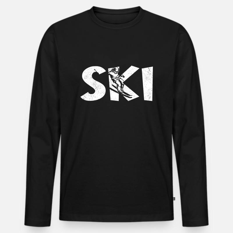 Ski - Männer Premium Bio Langarmshirt - Schwarz