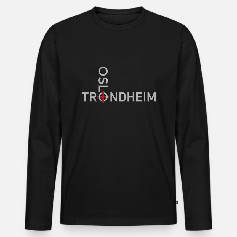 OSLO nach TRONDHEIM - Männer Premium Bio Langarmshirt - Schwarz