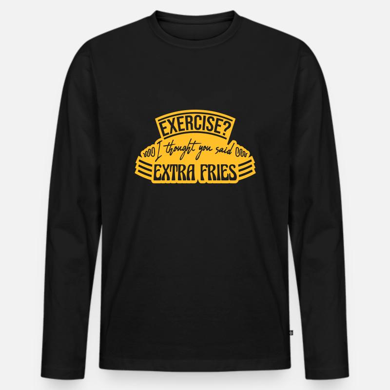 Exercise Extra Fries Zitat - Männer Premium Bio Langarmshirt - Schwarz