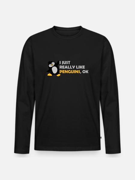 I just like penguins - Men's Premium Organic Long Sleeve Shirt - black