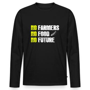 no farmers no food no future - Bauern Agrarhelden - Männer Premium Bio Langarmshirt - Schwarz - Vorne - Nico (187cm)
