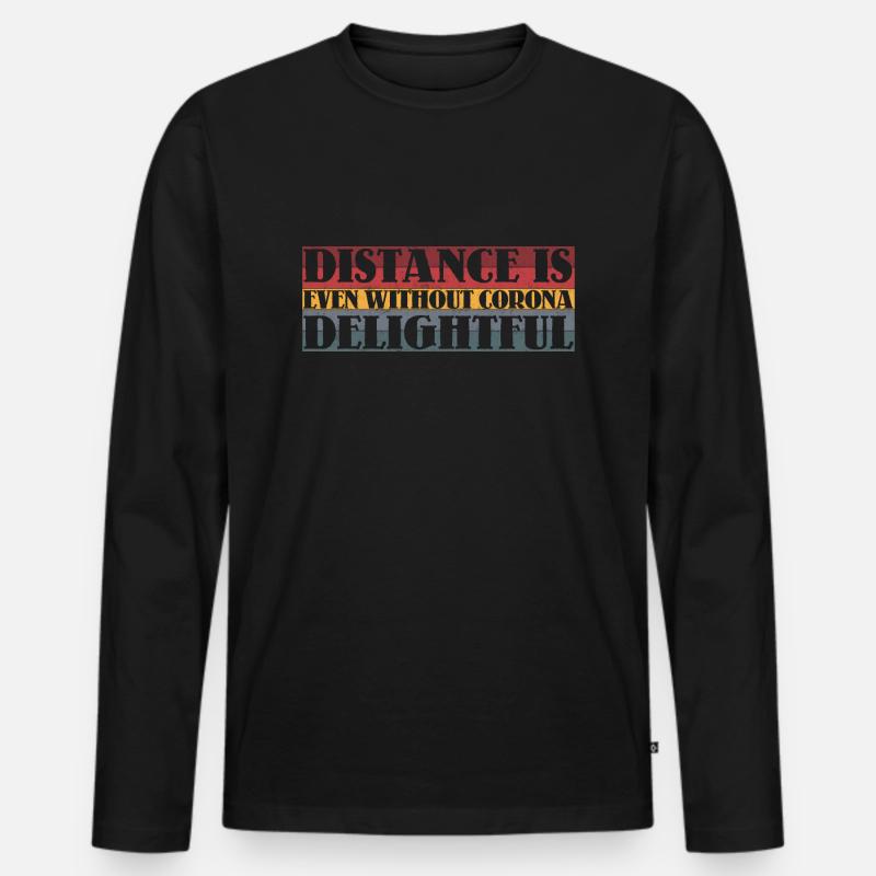 Distance is delightful - Männer Premium Bio Langarmshirt - Schwarz