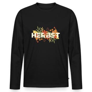Herbst | Jahreszeit - Männer Premium Bio Langarmshirt - Schwarz - Vorne - Nico (187cm)