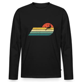 Tyrolienne Montagnes Vintage Retro Sport - T-shirt manches longues Premium bio Homme - noir - Devant - Nico (187cm)