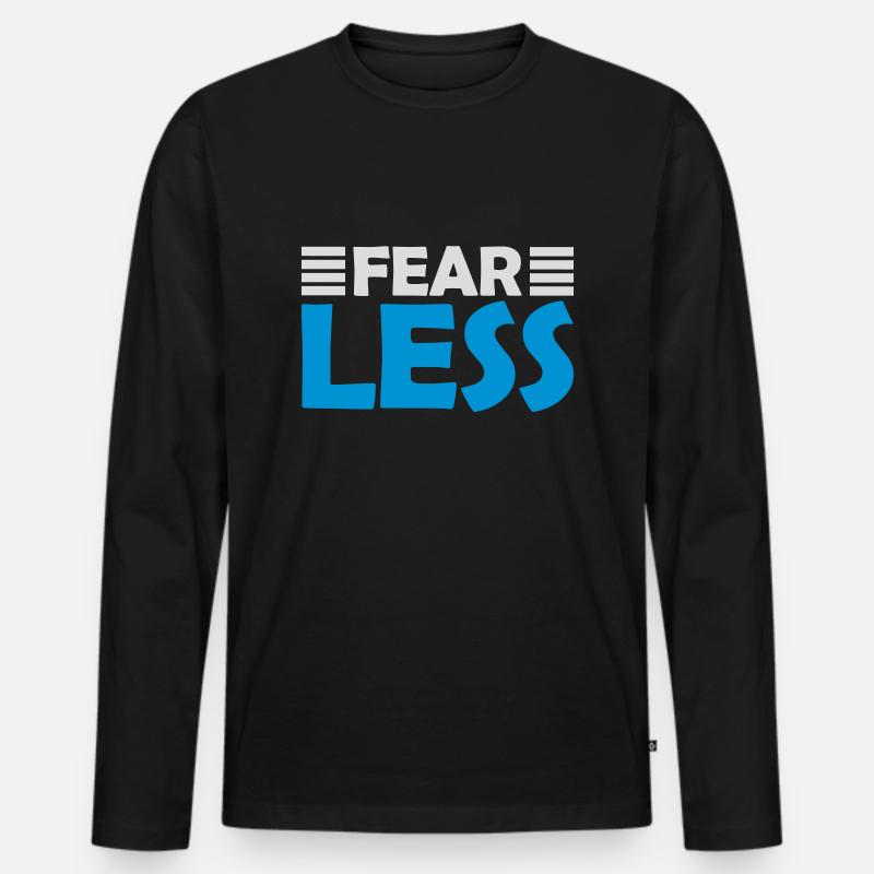fearless Text Zitat Design - Männer Premium Bio Langarmshirt - Schwarz