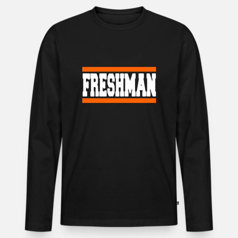 FRESHMAN Retro Cool Freshman Designs - Männer Premium Bio Langarmshirt - Schwarz