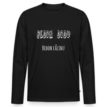 j'ai pas un gros bide j'ai un bedon dodu câlinu - T-shirt manches longues Premium bio Homme - noir - Devant - Nico (187cm)