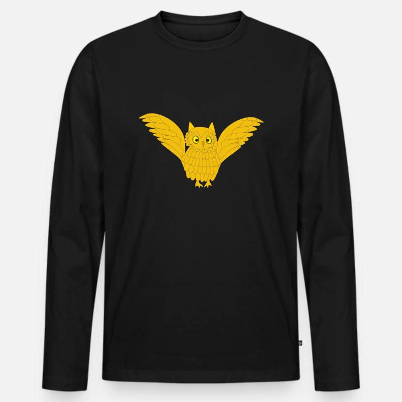 Goldene Eule - Männer Premium Bio Langarmshirt - Schwarz