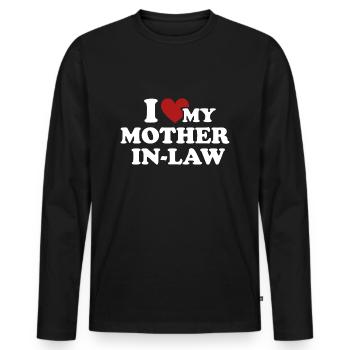 J’aime ma belle-mère - T-shirt manches longues Premium bio Homme - noir - Devant - Nico (187cm)
