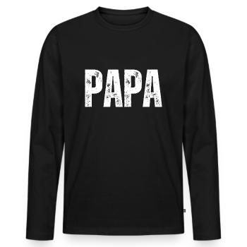 Papa Vater Vaterschaft - Männer Premium Bio Langarmshirt - Schwarz - Vorne - Nico (187cm)