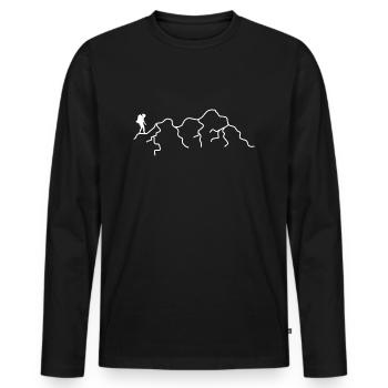 Wandern Berge Berg - Männer Premium Bio Langarmshirt - Schwarz - Vorne - Nico (187cm)