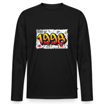 Graffiti audacieux de 1998 – 27 ans de Street Edge - T-shirt manches longues Premium bio Homme - noir - Devant - Nico (187cm)