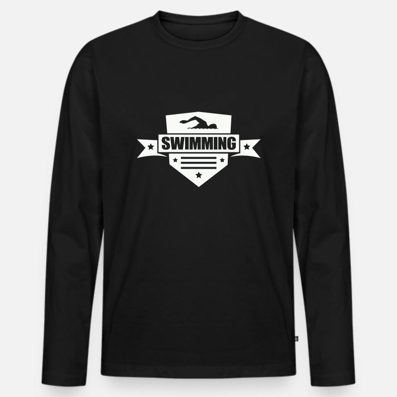swimming - Männer Premium Bio Langarmshirt - Schwarz