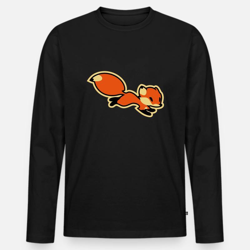 Fox - Männer Premium Bio Langarmshirt - Schwarz