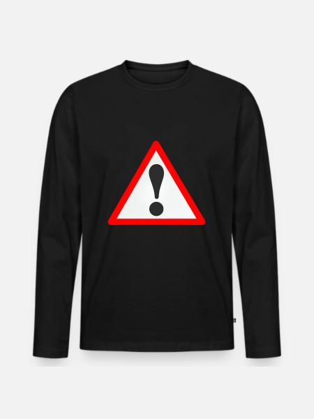 Warnschild/Ausrufezeichen /Warning/Attention - Männer Premium Bio Langarmshirt - Schwarz