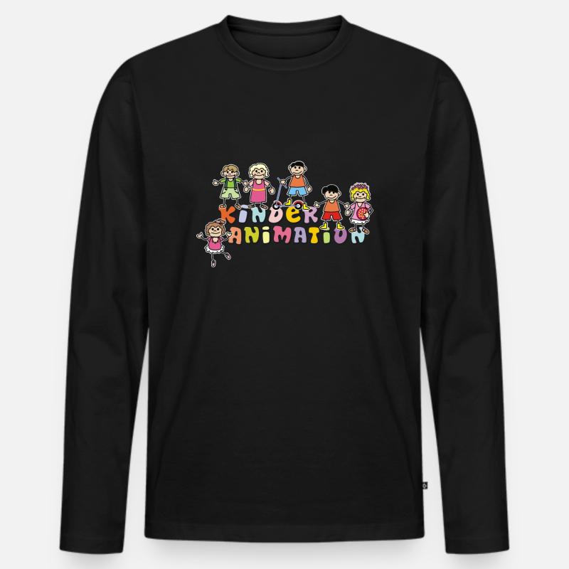 Vom Grafik Designer--- Kinderanimation - Männer Premium Bio Langarmshirt - Schwarz