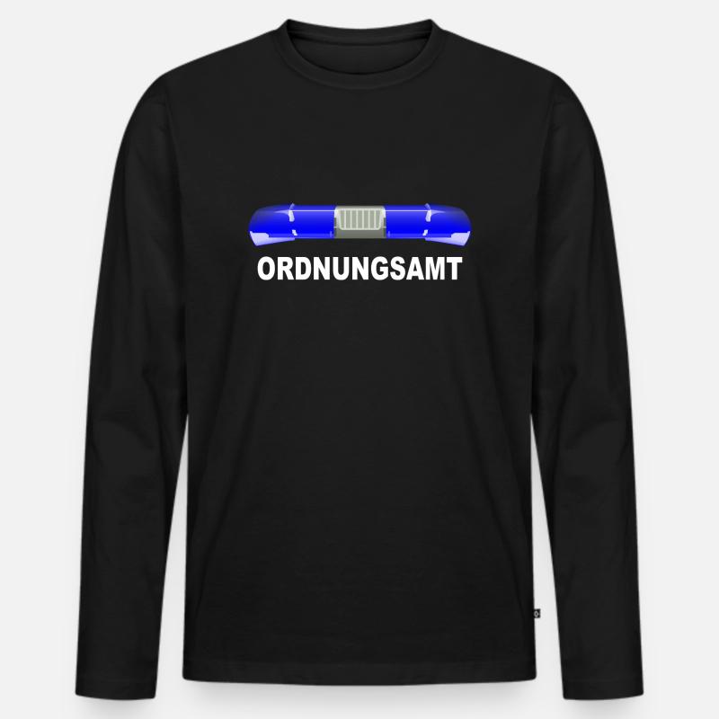 Ordnungsamt Blaulicht - Männer Premium Bio Langarmshirt - Schwarz
