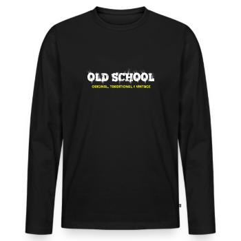 alte Schule, ich bin alte Schule, alte Schule t-Shirts, - Männer Premium Bio Langarmshirt - Schwarz - Vorne - Nico (187cm)