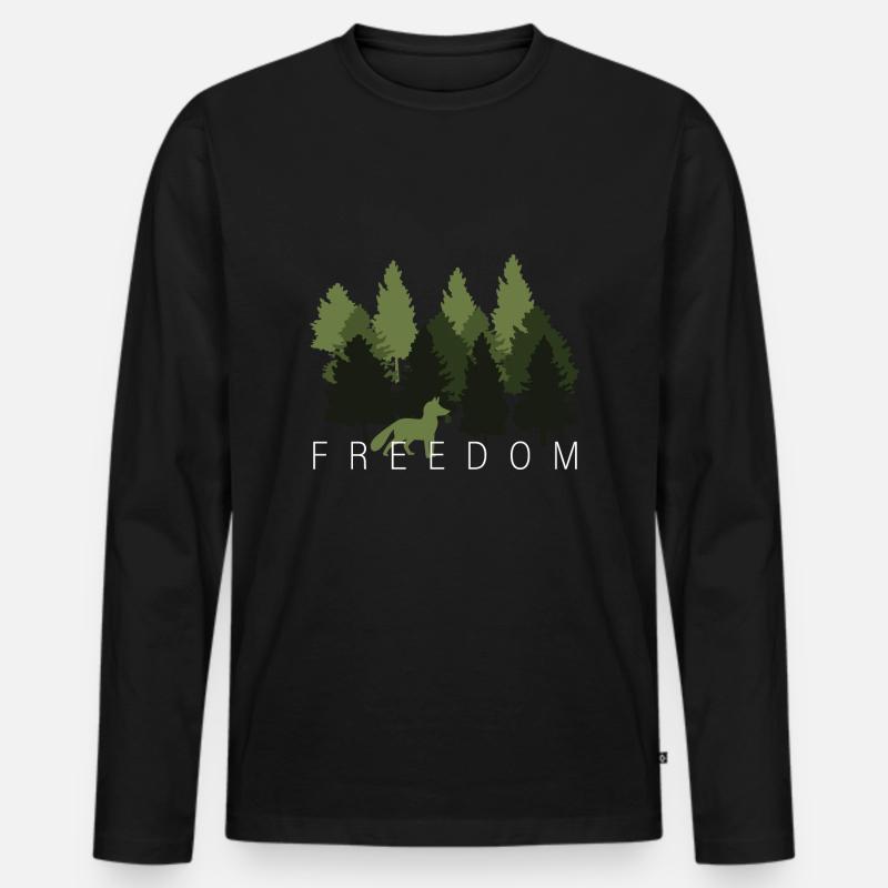 Fuchs Wald Freiheit Spruch - Männer Premium Bio Langarmshirt - Schwarz