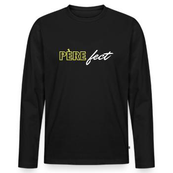 PERE-fect - Pèrefect - Papa fête des pères - T-shirt manches longues Premium bio Homme - noir - Devant - Nico (187cm)