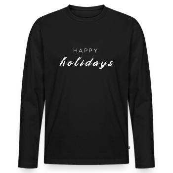 Happy Holidays - Men's Premium Organic Long Sleeve Shirt - black - Front - Nico (187cm)