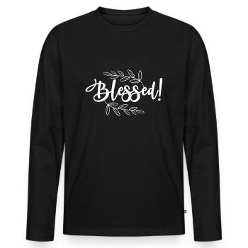 Christliche Sprüche - Männer Premium Bio Langarmshirt - Schwarz - Vorne - Nico (187cm)