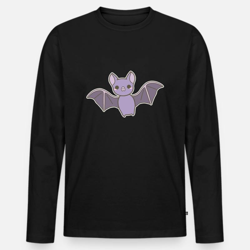 Fledermaus - Männer Premium Bio Langarmshirt - Schwarz