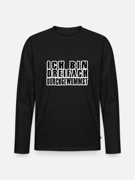 dreifach durchgewummst - Männer Premium Bio Langarmshirt - Schwarz
