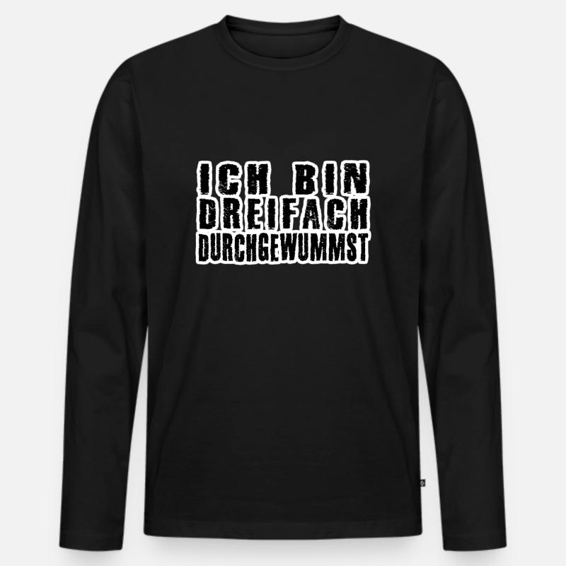 dreifach durchgewummst - Männer Premium Bio Langarmshirt - Schwarz