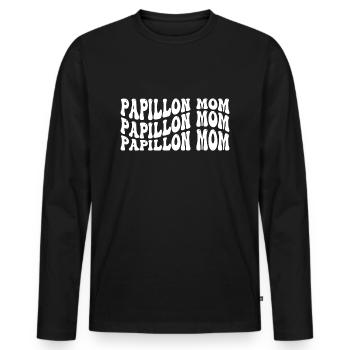 Papillon Mom - Männer Premium Bio Langarmshirt - Schwarz - Vorne - Nico (187cm)