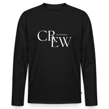 Crew logo in white - Men's Premium Organic Long Sleeve Shirt - black - Front - Nico (187cm)