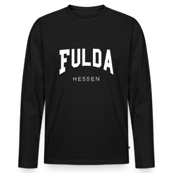 Fulda - Hessen - Männer Premium Bio Langarmshirt - Schwarz - Vorne - Nico (187cm)
