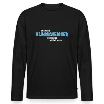 ich bin kein Klugscheisser - Männer Premium Bio Langarmshirt - Schwarz - Vorne - Nico (187cm)