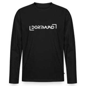 Dortmund - Männer Premium Bio Langarmshirt - Schwarz - Vorne - Nico (187cm)