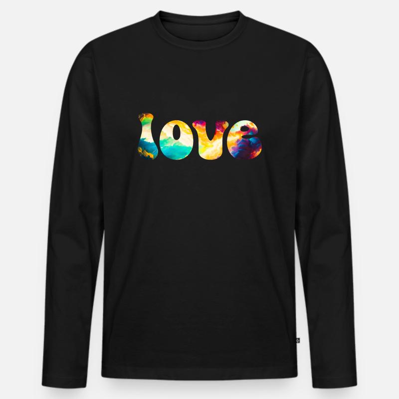 love - Männer Premium Bio Langarmshirt - Schwarz