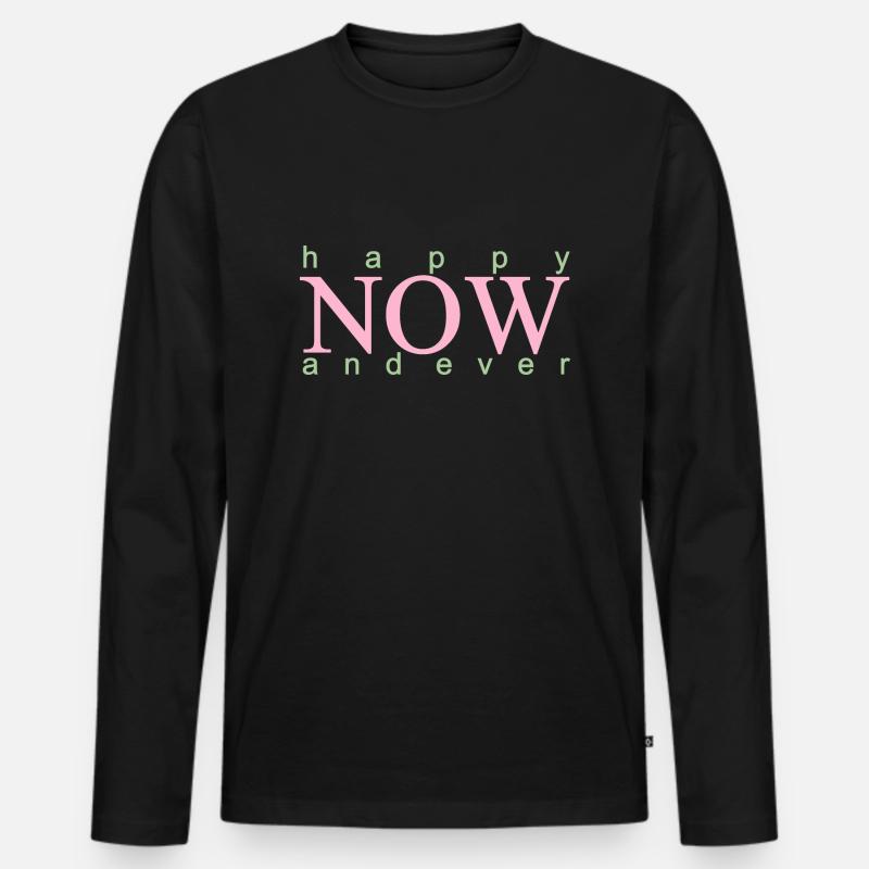 happy now and ever - Männer Premium Bio Langarmshirt - Schwarz