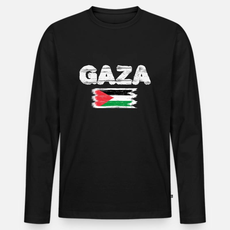 Gaza - Männer Premium Bio Langarmshirt - Schwarz