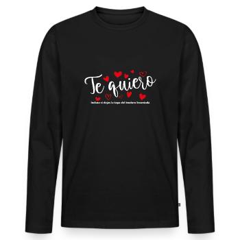 T-shirt / Je t’aime / Je t’aime / Je t’aime - T-shirt manches longues Premium bio Homme - noir - Devant - Nico (187cm)