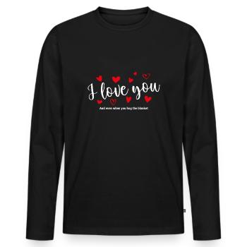 T-shirt / Je t’aime / Je t’aime / Je t’aime - T-shirt manches longues Premium bio Homme - noir - Devant - Nico (187cm)