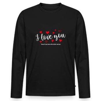 T-shirt / Je t’aime / Je t’aime / Je t’aime - T-shirt manches longues Premium bio Homme - noir - Devant - Nico (187cm)