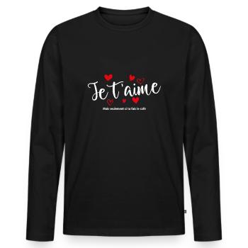 T-shirt / Je t’aime / Je t’aime / Je t’aime - T-shirt manches longues Premium bio Homme - noir - Devant - Nico (187cm)