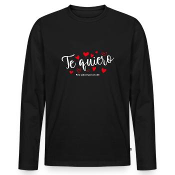T-shirt / Je t’aime / Je t’aime / Je t’aime - T-shirt manches longues Premium bio Homme - noir - Devant - Nico (187cm)