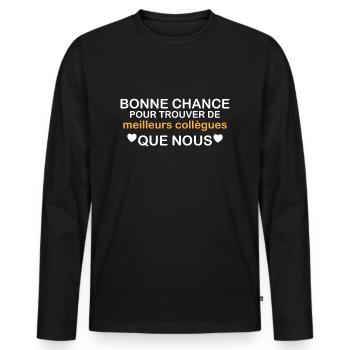 Man Humor Co-worker Departure Gift - Men's Premium Organic Long Sleeve Shirt - black - Front - Nico (187cm)