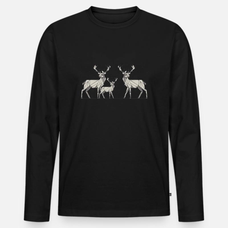 Hirsch 2D - Männer Premium Bio Langarmshirt - Schwarz