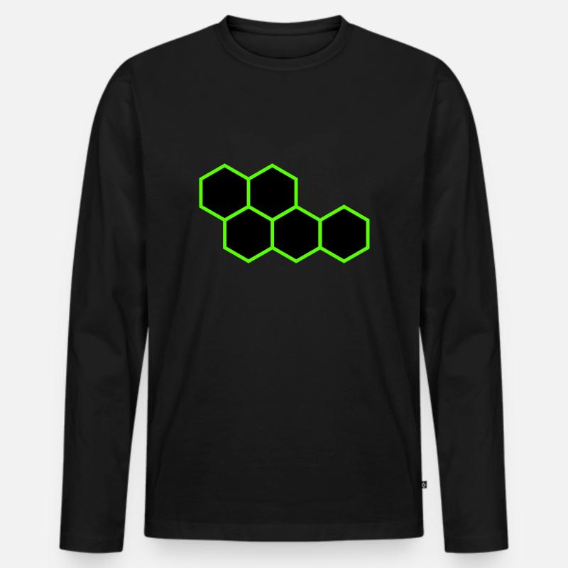 Hexagon - Männer Premium Bio Langarmshirt - Schwarz