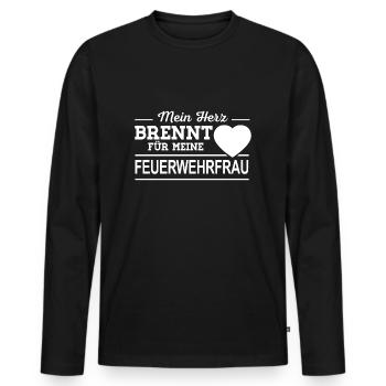 Feuerwehrfrau Herz - Männer Premium Bio Langarmshirt - Schwarz - Vorne - Nico (187cm)