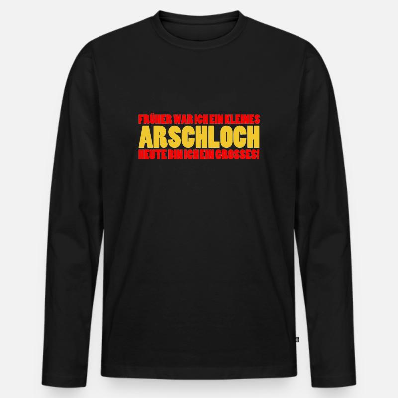 arschloch - Männer Premium Bio Langarmshirt - Schwarz