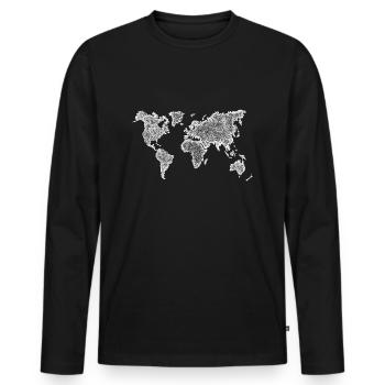Weltkarte Handmade Dots Dot Painting schwarz - Männer Premium Bio Langarmshirt - Schwarz - Vorne - Nico (187cm)