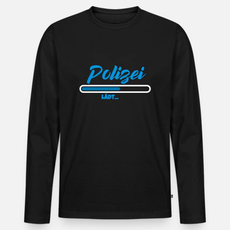 Polizei lädt Bitte warten Geschenk - Männer Premium Bio Langarmshirt - Schwarz