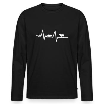 Border collie heartbeat - Men's Premium Organic Long Sleeve Shirt - black - Front - Nico (187cm)